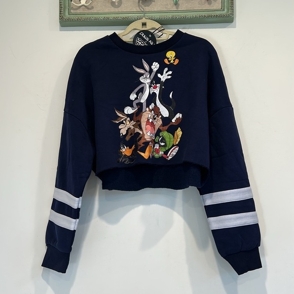 Looney Tunes Dolls Kill Gangs all here graphic Navy Sweatshirt & mini skirt Set - Picture 8 of 9